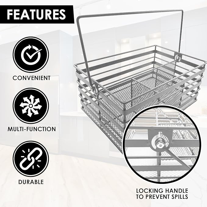 Stainless Steel Utensil Basket,Dishwasher , Flatware Basket, Kitchen, Countertop, Office, Camping, Outdoors, and Restaurants, 4-Compartment, Silver