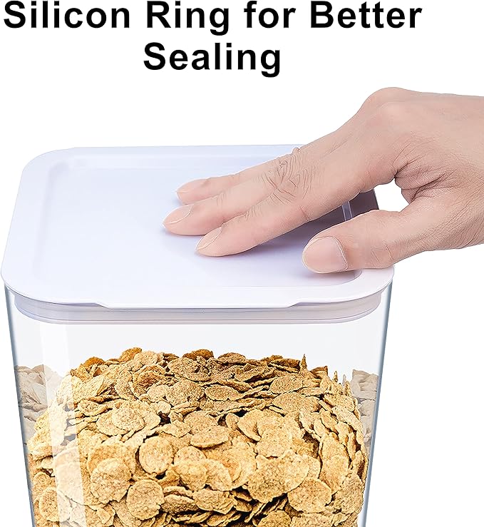 Cereal Dispenser Countertop, Cereal Containers Storage, 5L Organization and Storage Containers for Kitchen, Snack Dispenser for Rice, Grains, Nuts, Dry Food, Oatmeal, Pet food, White, 3Pc