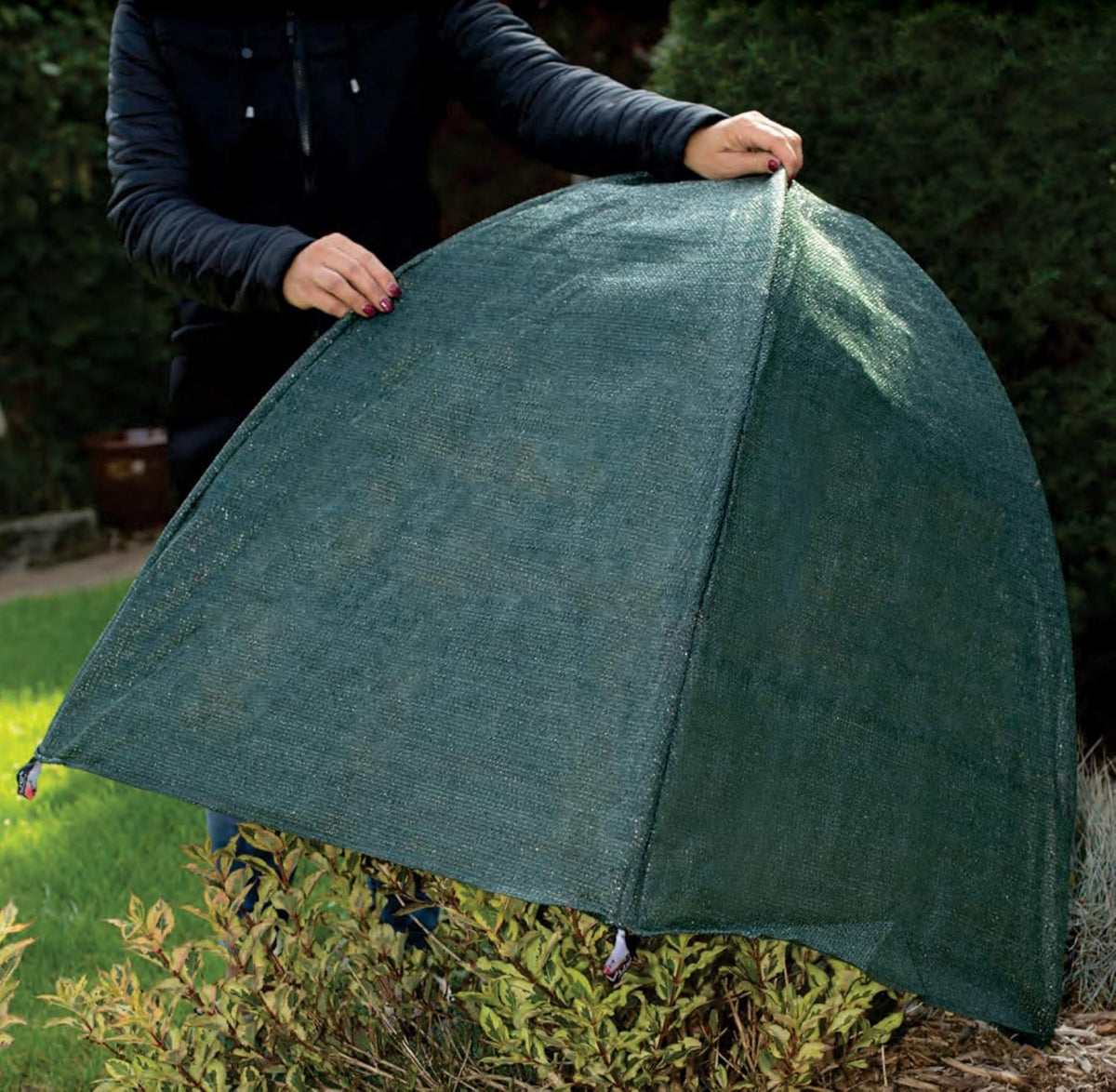 NuVue Products 22250 Winter Snow and Ice Covers for Plants, Shrubs, and Small Trees, Winter Shrub Covers for Snow and Freeze Protection, Pack of 2, Green, 22" x 22" x 22"