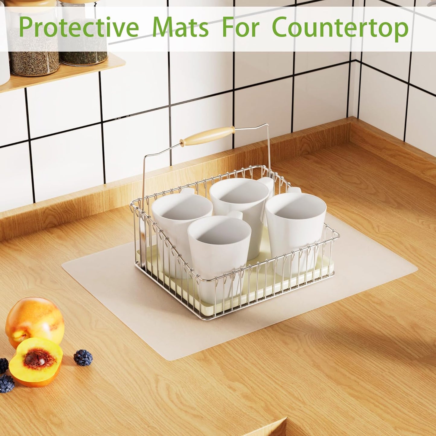 4 Pack Silicone Mats for Kitchen Counter: Translucent 10.24 x 14.2 inch (1 MM Thick) - Non-Slip Countertop Protector Liner - Heat Resistant Non-Stick Baking Mat for Pastry