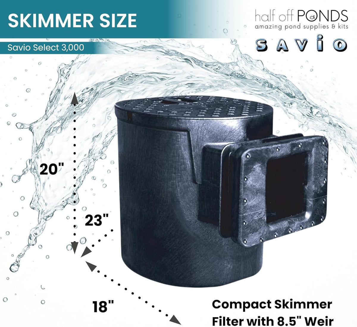 HALF OFF PONDS Savio Select 3,000 GPH Submersible Pump Pond Kit with 20' x 25' PVC Plastic Pond Liner for Water Garden & Koi Pond