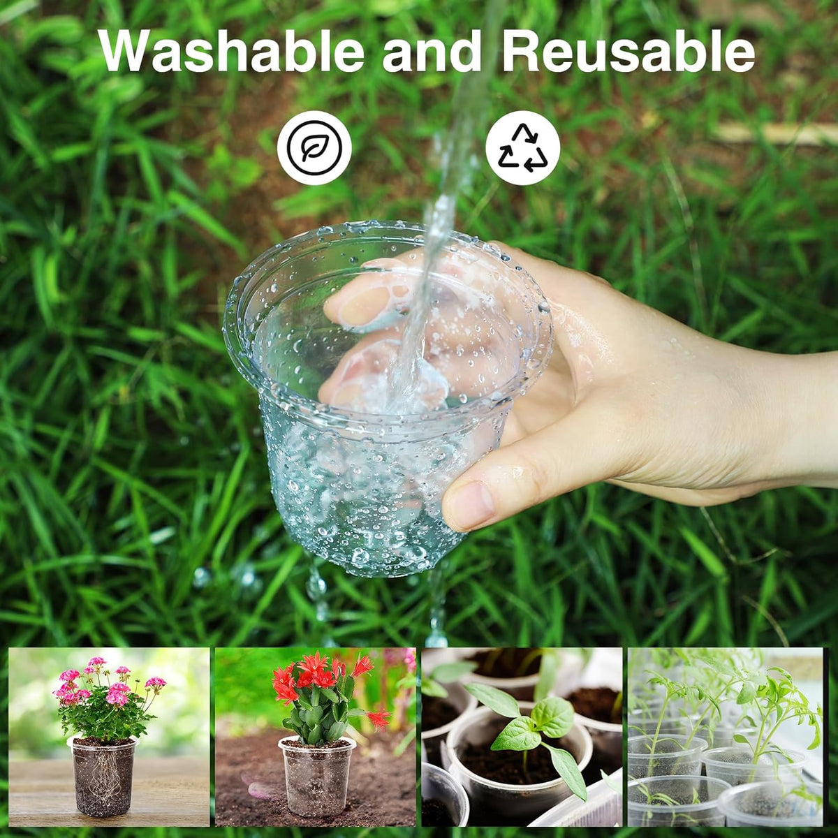 Bonviee 30 Packs 6.7/5/4 Inch Clear Nursery Pots for Plants, Plastic Seedling Pots with Drainage Holes, Planters for Indoor Plants and Transparent Seed Starter Pots with 10 Plant Labels