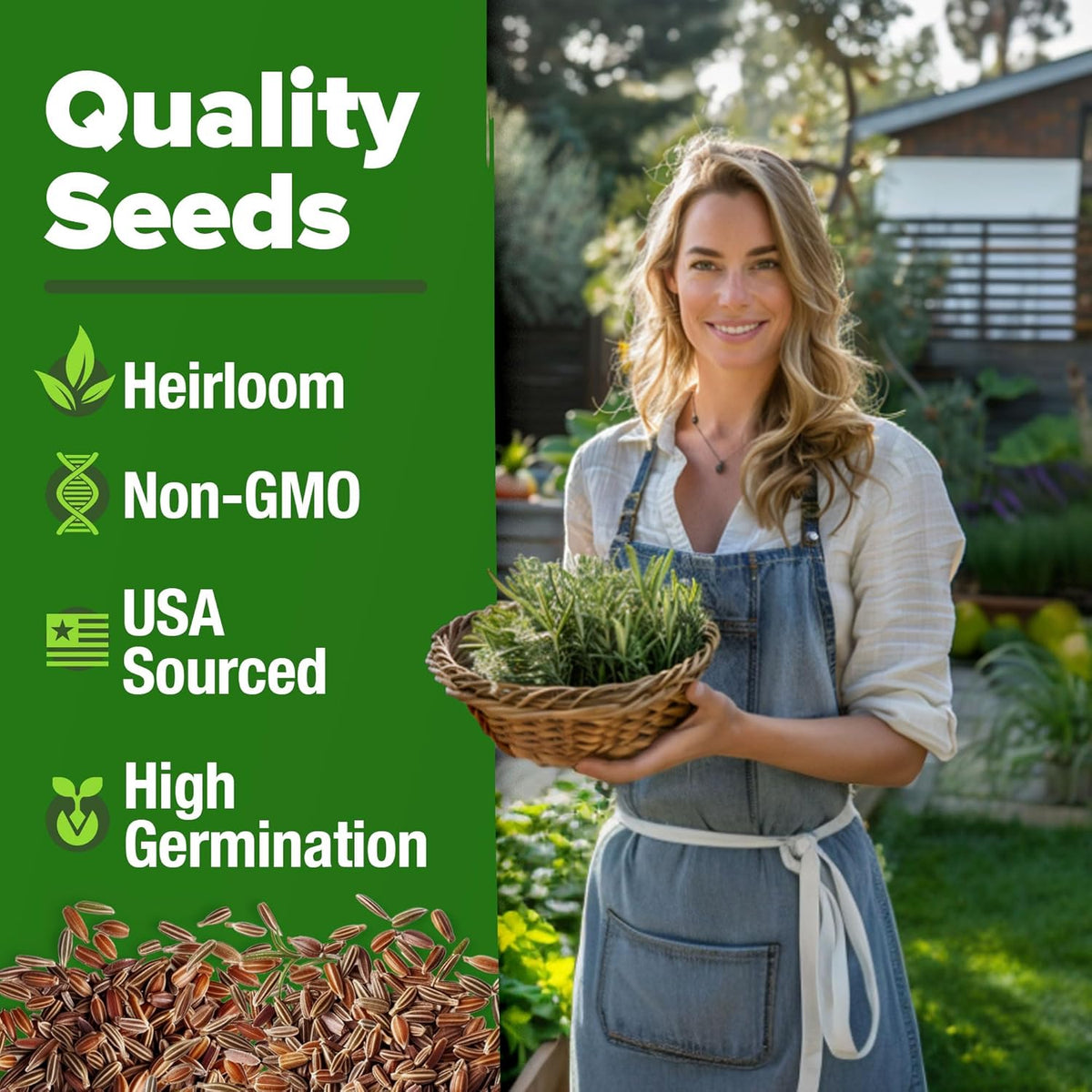 HOME GROWN 𝗨𝗦𝗔 𝗣𝗥𝗘𝗠𝗜𝗨𝗠 Rosemary Seeds Pack - 150 High Germinating 𝗡𝗢𝗡-𝗚𝗠𝗢 Heirloom Herb Seeds for Planting in Indoor or Outdoor Herb Gardens (Salvia rosmarinus)