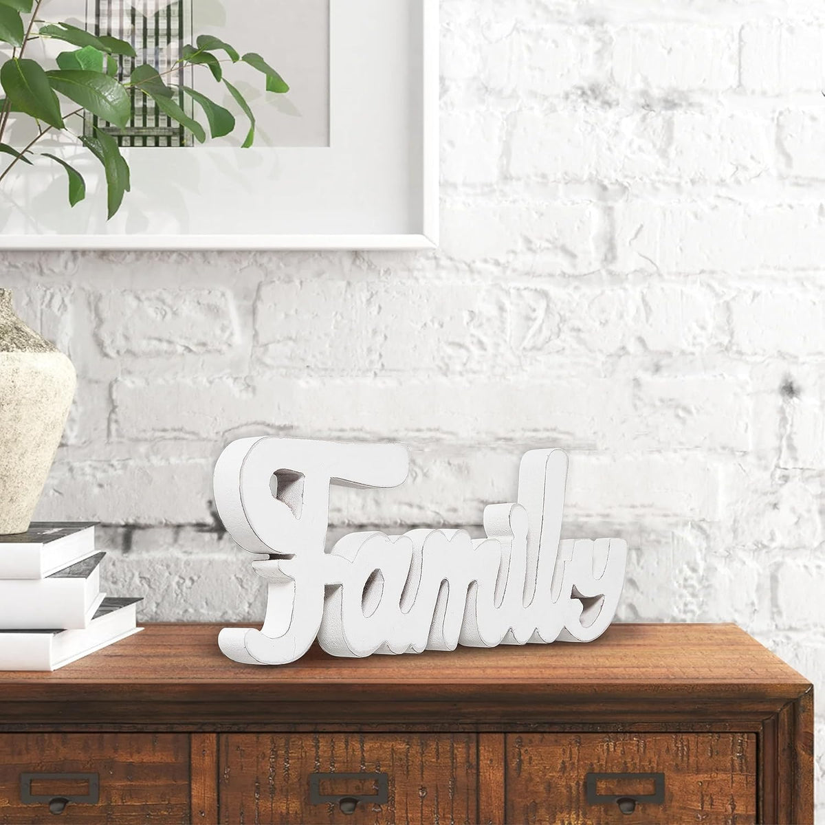 Rustic Wooden Family Signs for Home Decor Wall 15", Farmhouse Distressed White Christmas Tabletop Decor Signs, Fireplace Mantle decor, Thanksgiving Family Wall Decor for Living Room