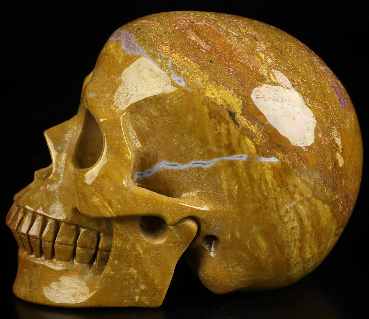 Skullis 5.0" Indian Agate Crystal Carved Crystal Skull. Hand Carved Gemstone Fine Art Sculpture.2392