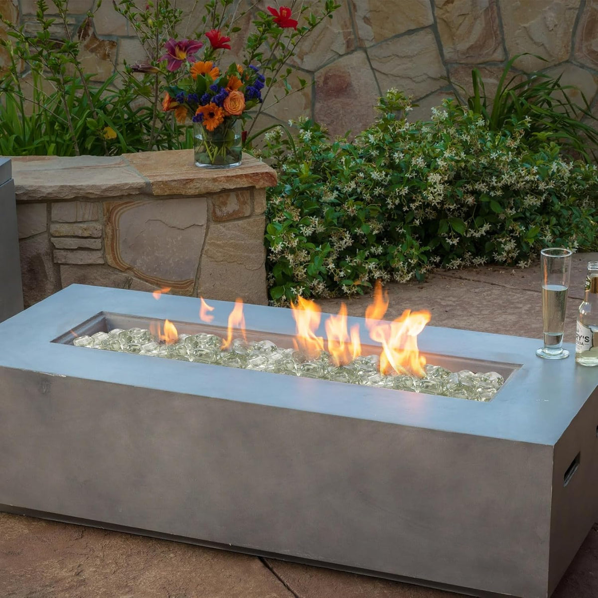 Clear Fire Pit Glass Cube, Tempered Glass Bead for Fireplace, Firepit Indoor or Outdoor, Propane and Natural Gas, 20 Pounds Fire Rocks, Heat Resistant, No Poping, Crystal Reflective