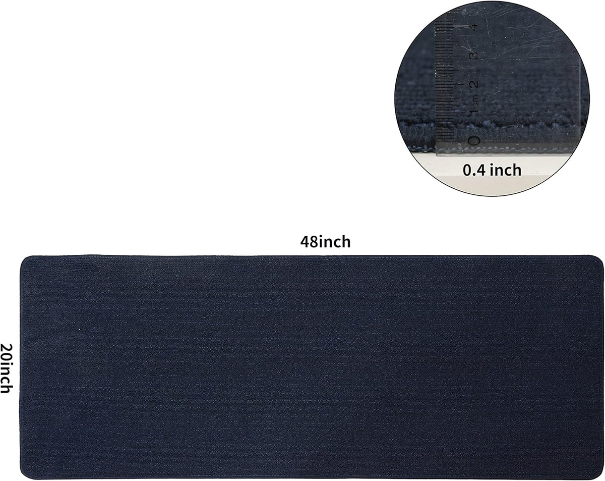 COSY HOMEER 20X48 Inch Kitchen Rug Mats Made of 100% Polypropylene Strip TPR Backing Soft Kitchen Mat Specialized in Anti Slippery and Machine Washable,for Kitchen, Floor Home,Office,Sink,Laundry,Navy