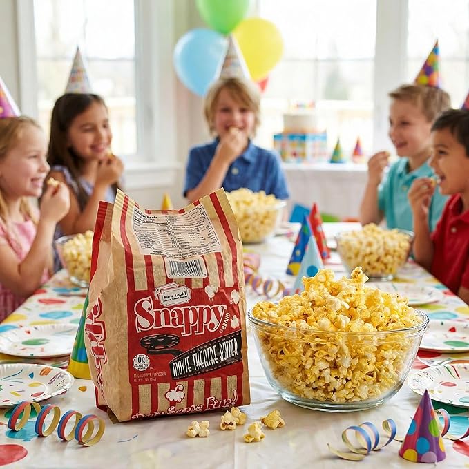 Snappy Movie Theater Butter Microwave Popcorn, 3.5 oz Large Bags, 48 Pack, Non-GMO, Whole Grain