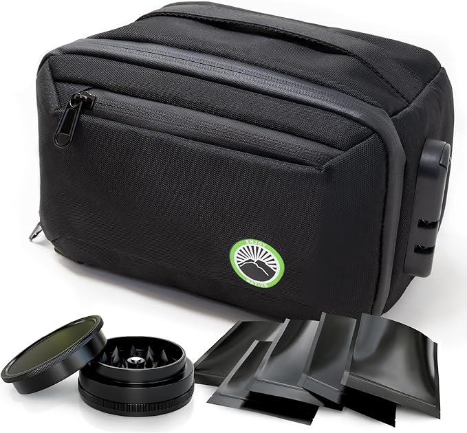 Enjoy Native Smell Proof Bag with Combination Lock, Smell Proof Container 9.5" x 6" x 5.5", Odor Proof Lockable Storage Case, Portable Travel Medicine Organizer for Herbs, Spices & Accessories