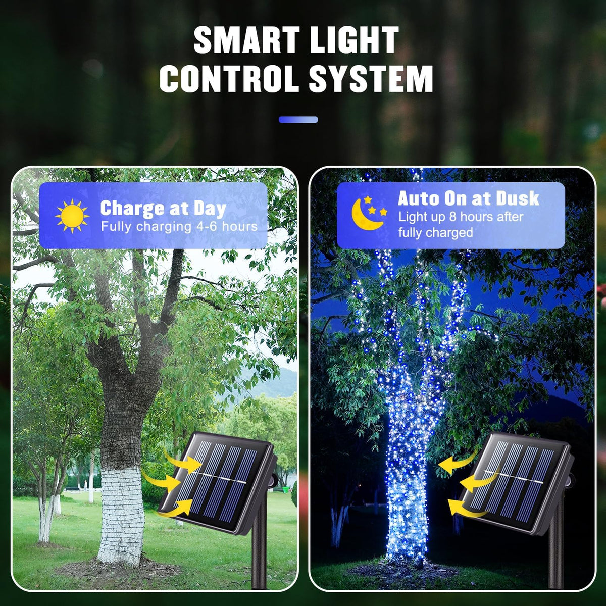 JMEXSUSS 2 Pack Blue and White Solar Christmas Lights, Total 400 LED 151FT Solar String Lights Outdoor Waterproof, 8 Modes Solar Light for Outside Tree Patio Christmas Decorations