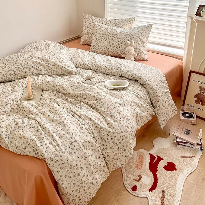 Boho Floral Comforter Set Twin XL Garden Style Bohemian Flowers Comforter for Twin XL Bed Fluffy Soft Girl Floral Bedding Comforter with 2 Pillowcases Vintage Botanical Comforter Set All Season