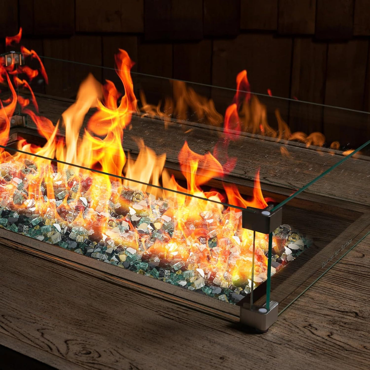 Mr. Fireglass 10 Pounds Blended Fire Glass - 1/2 Inch Mixed Colored High Luster Reflective Tempered Fireglass Rocks for Fireplace Fire Pit Table and Landscaping, Light Green+Onyx Black+Platinum