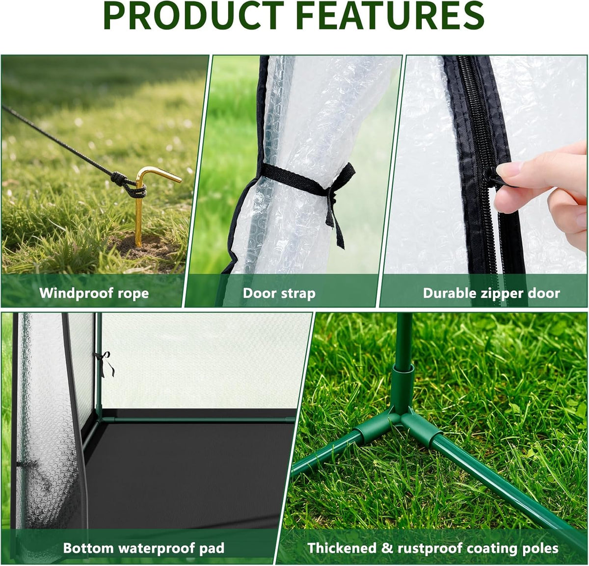 SUNYRISY Greenhouse for Outdoors with Waterproof Pad, Thick Bubble Film Cover Portable Small Mini Green House Kit for Outside, Walk in Zippered Door Grow Tent Plant Cover, 47" L x 47" W x 71" H