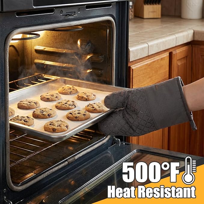 Oven Mitts Kitchen Towels Dishcloths with Pot Holders Sets 12pcs Dish Towels Sets Oven Gloves Pot Pads Heat Resistant 500 Degrees with Non-Slip Silicone Surface for Cooking Baking Grilling