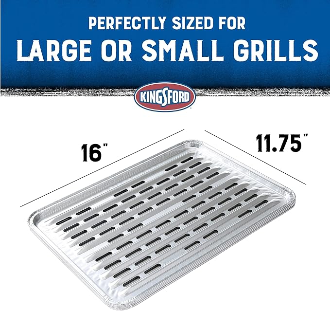 Kingsford Disposable Grill Liners, Heavy Duty Aluminum Foil Grill Toppers for Outdoor BBQ Grills, Helps Prevent Food and Sauce Falling Through Grates, 16 x 11.75 in, 4 Count