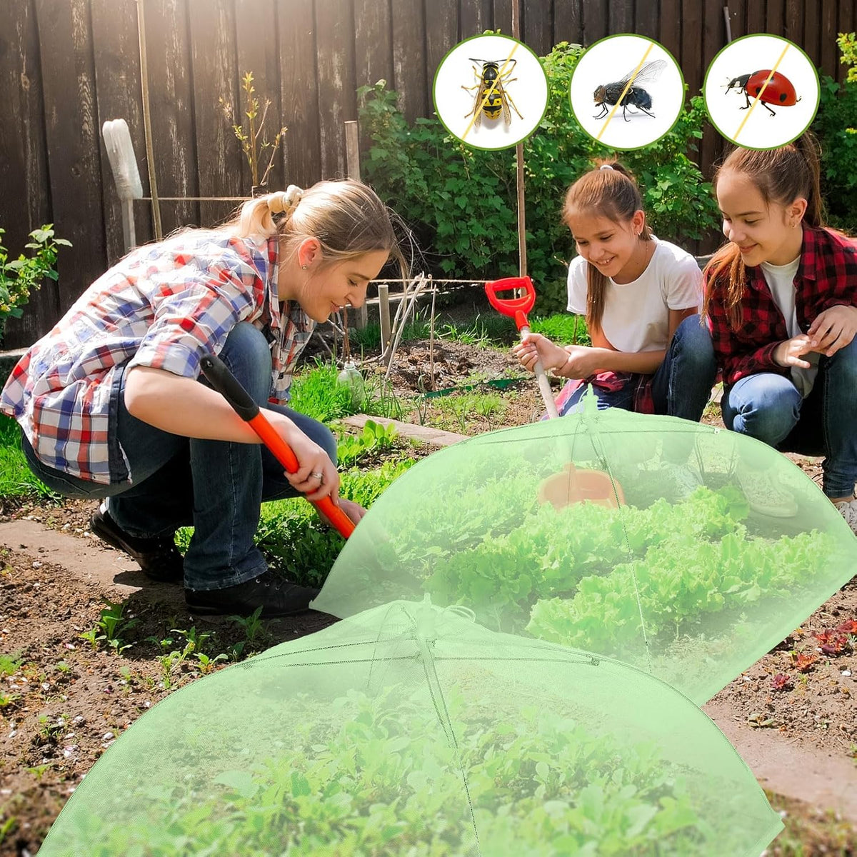 Sawysine 4 Pack Mesh Plant Cover Reusable Screen Cloche Dome Plant Protector Tent Collapsible Umbrella for Outdoor Garden Greenhouse Vegetable Flowers Strawberry from Animals(15 x 15 Inch,Green)
