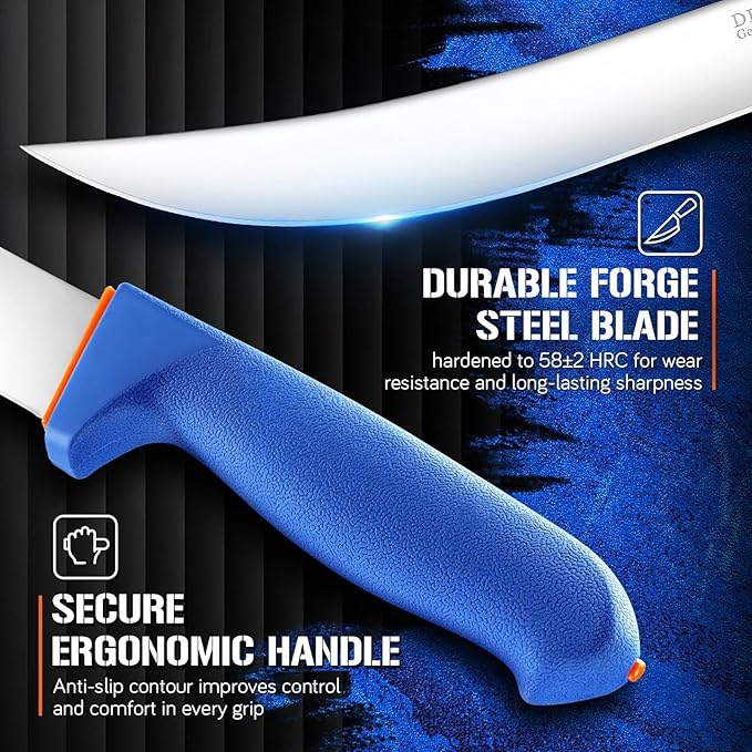 DRAGON RIOT Curved Butcher Breaking Knife,Super Sharp Carving Slicing Knife for BBQ,10 Inch Scimitar Blade for Meat Cutting,High Carbon Stainless Steel Cimeter Breaking Knives with Ergonomic Handle
