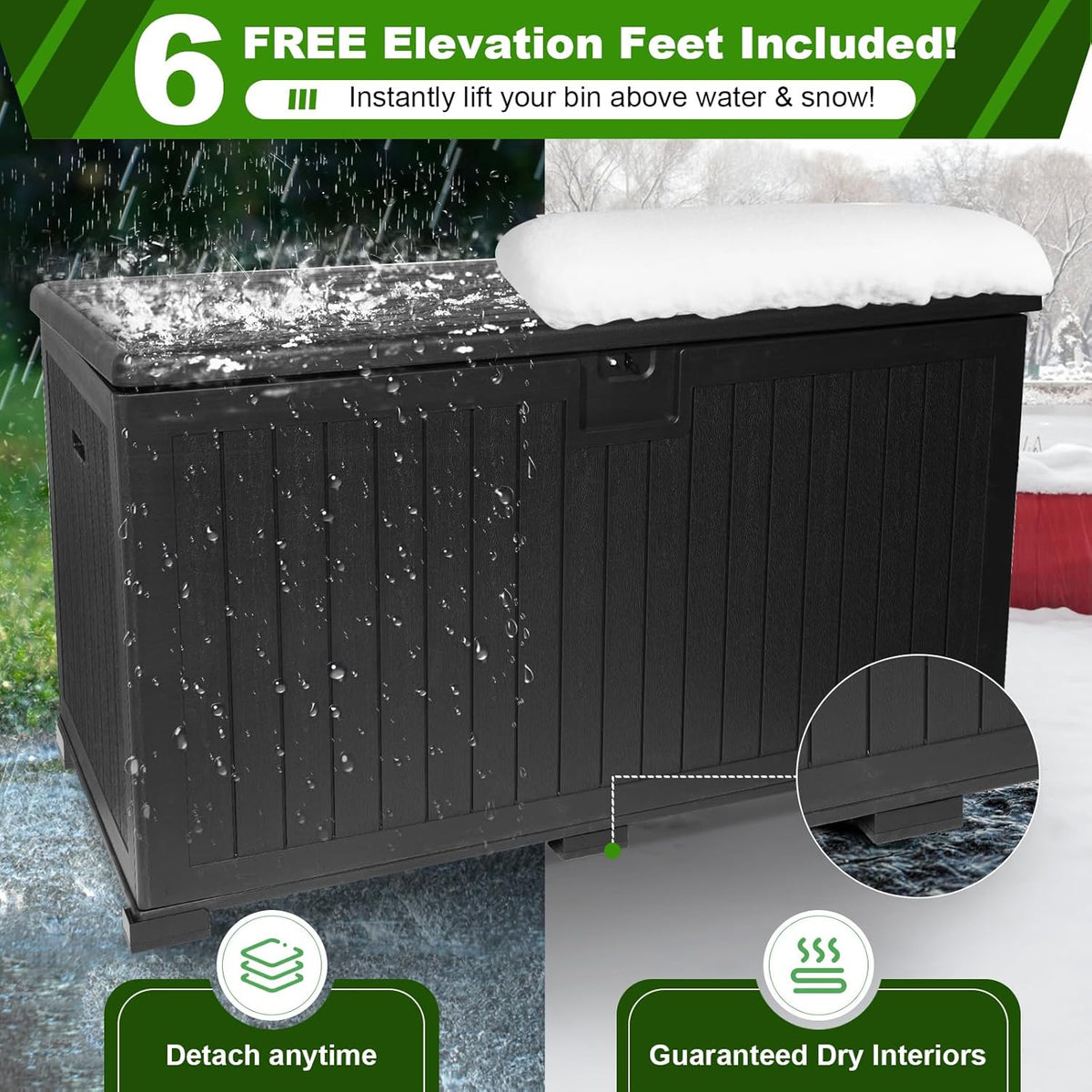 230 Gallon Outdoor Storage Box Waterproof, Extra Large Plastic Outside Deck Box Weatherproof, Resin Patio Storage Bin with Lock and Lids for Pool Equipment and Cusion