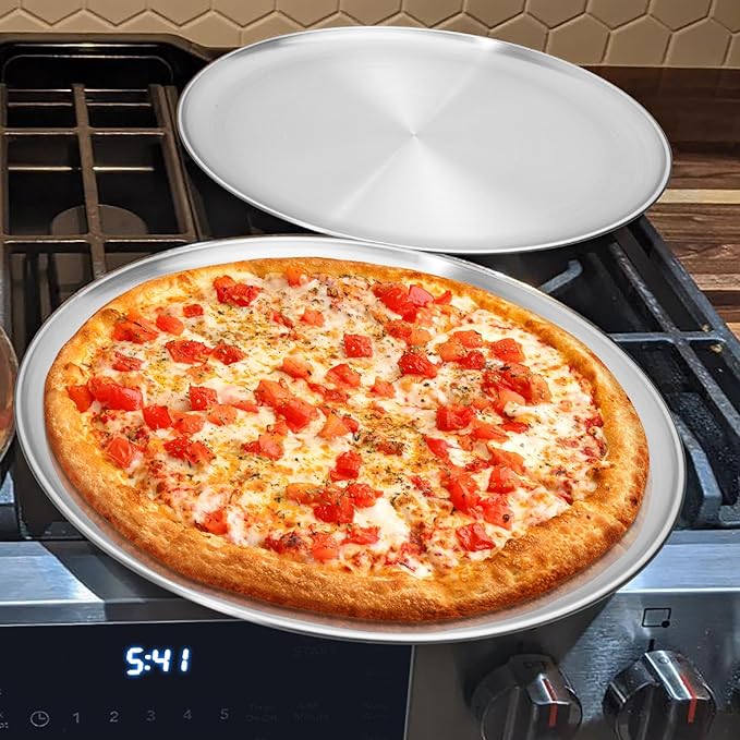 Kevenal Stainless Steel Pizza Pans 12 inch, Pizza-Pan for Oven, Steel Pizza Tray, Round Pizza Plate Set of 1