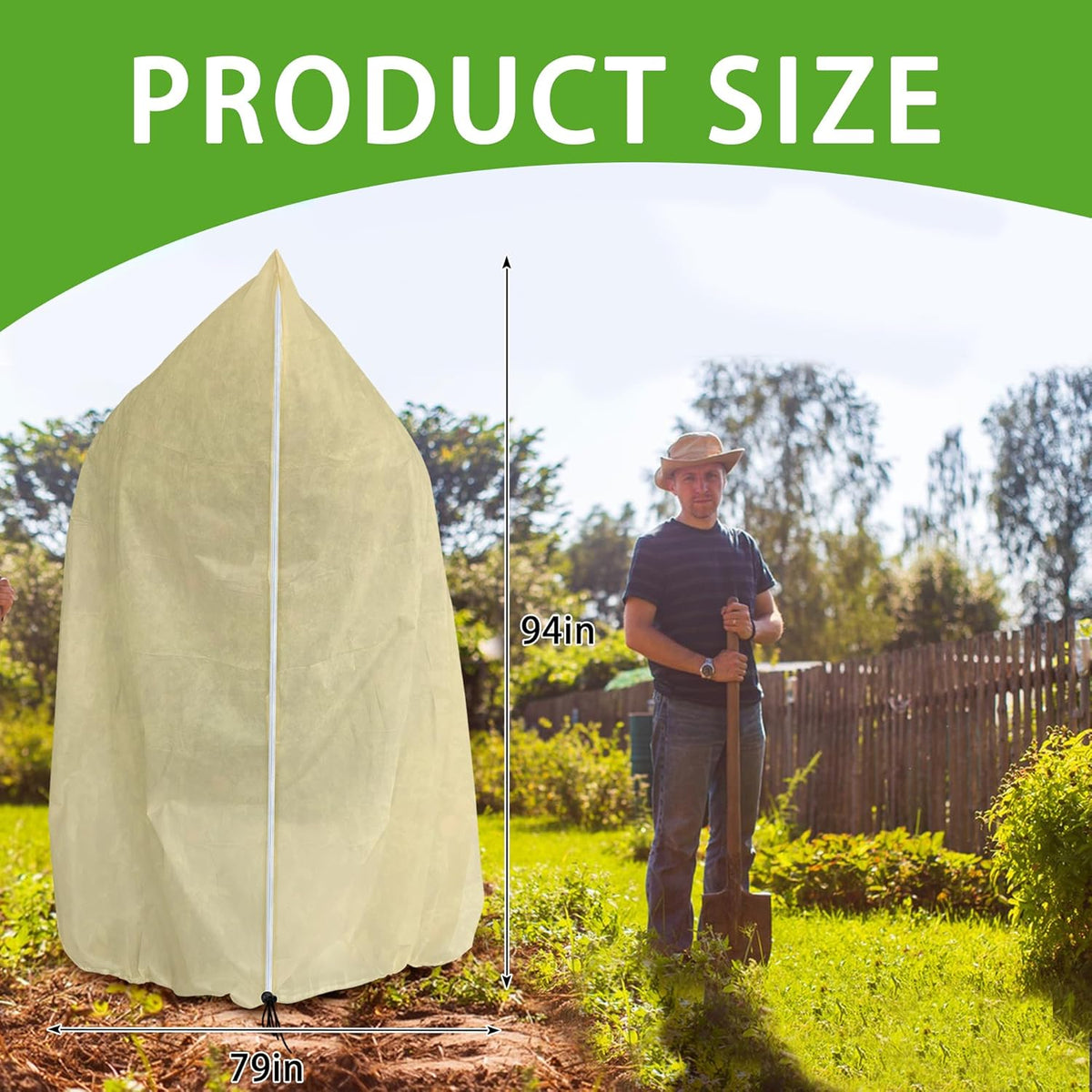 94" x 79" Large Plant Covers Freeze Protection- Reusable Winter Plant Frost Protection Cover Bags with Zipper Drawstring- Frost Cloth Blankets for Outdoor Plants Trees Against Freezing Animals Eat