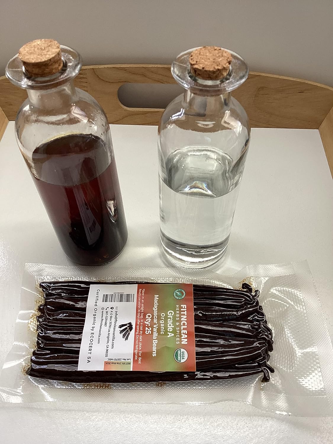 25 Organic Madagascar Vanilla Beans Grade A for Extract, Cooking and Baking by FITNCLEAN VANILLA| Certified USDA Organic. Bourbon Fresh Gourmet NON-GMO Whole Pods