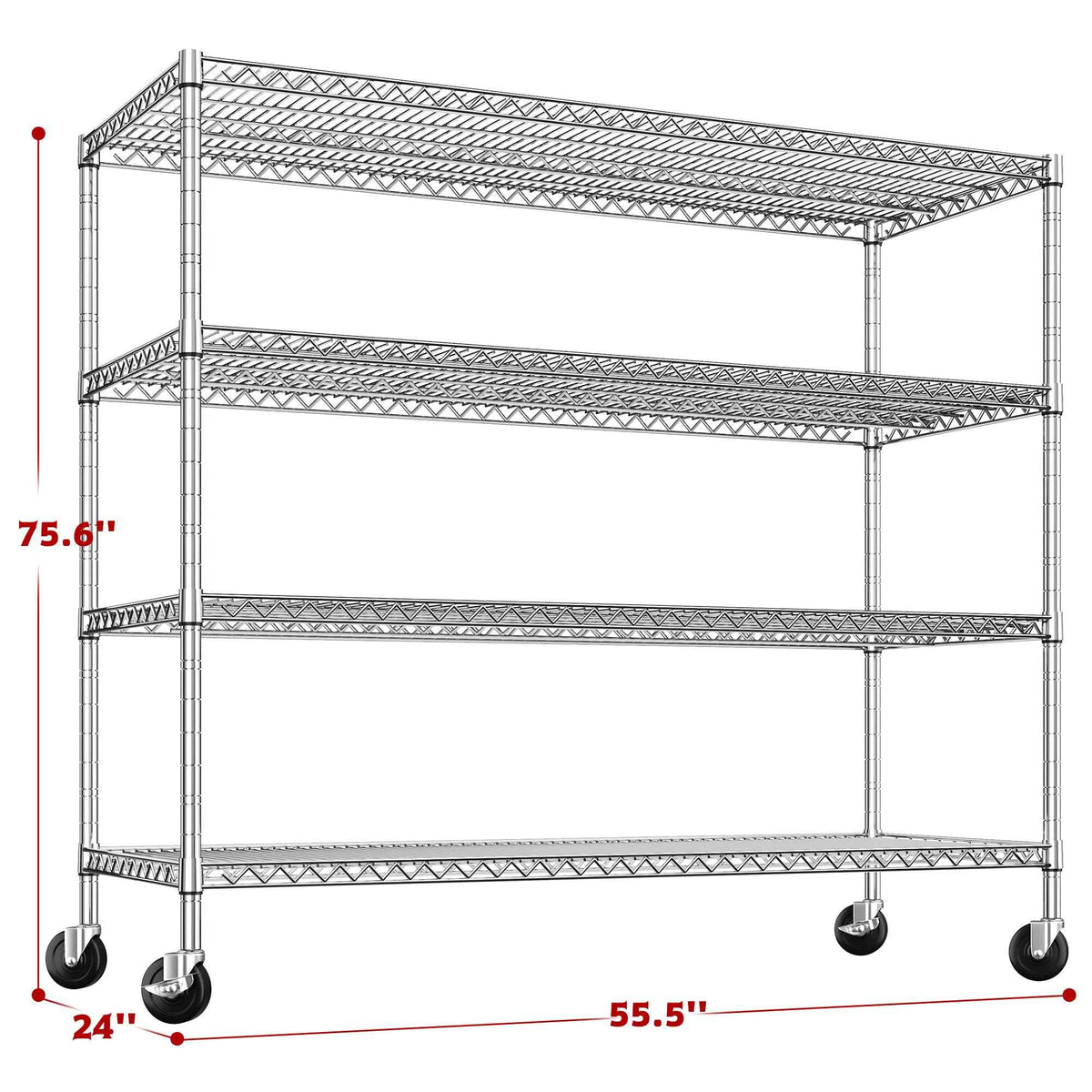 4 Tier Heavy Duty Shelving with Wheels