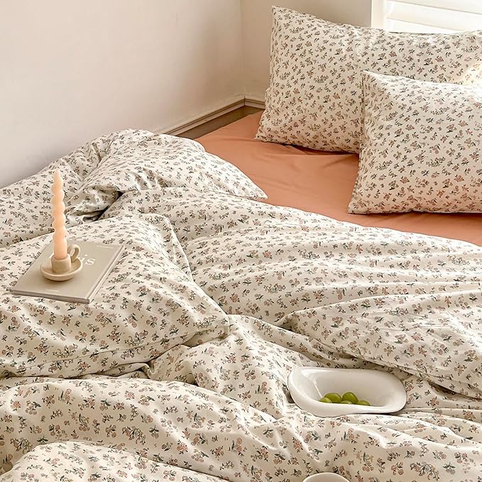 Boho Floral Comforter Set Twin XL Garden Style Bohemian Flowers Comforter for Twin XL Bed Fluffy Soft Girl Floral Bedding Comforter with 2 Pillowcases Vintage Botanical Comforter Set All Season