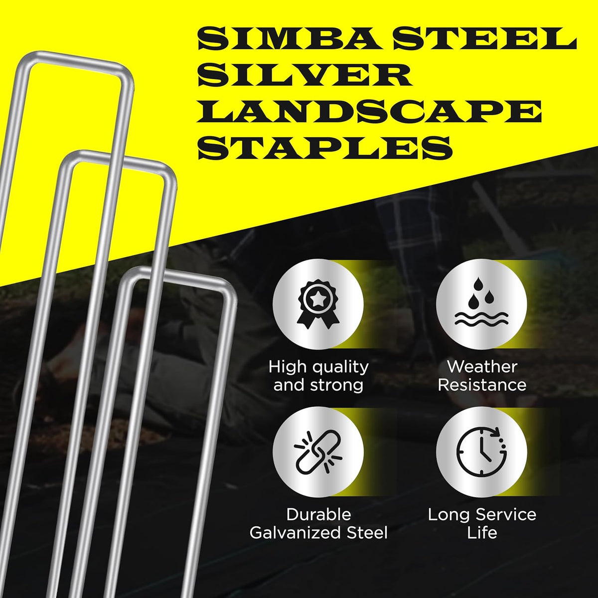 375 Pack x 6 Inch Landscape Staples Galvanised, Fabric Pins, 11 Gauge, Garden Staples, Tent Stakes, Fabric Pins for Lawn, Fence, Tent, Decoration, Weed Barrier, Outdoor. (375 x 6in)