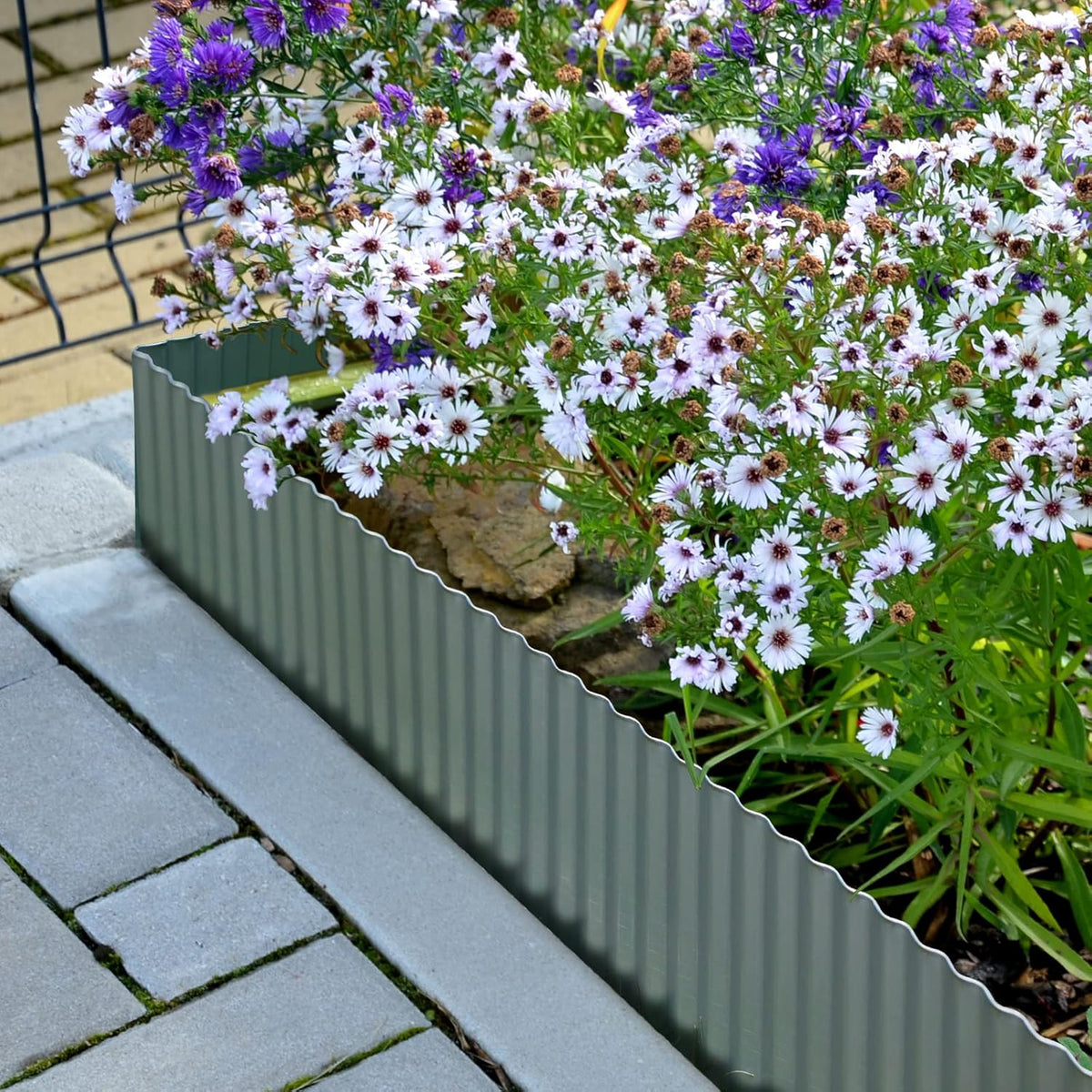 Worth Wide-Corrugated Galvanized Steel Landscape Edging, 6" x 20Ft Flexible Sturdy Lawn Garden Metal Edging Long Strips for Raised Flower Bed Tree Surrounds,Silver