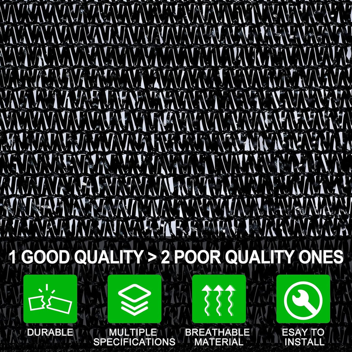 Agfabric 70% Shade Cloth 10X 10ft Sun Shade Fabric Sunblock Shade Cloth with Grommets for Garden Patio, Black
