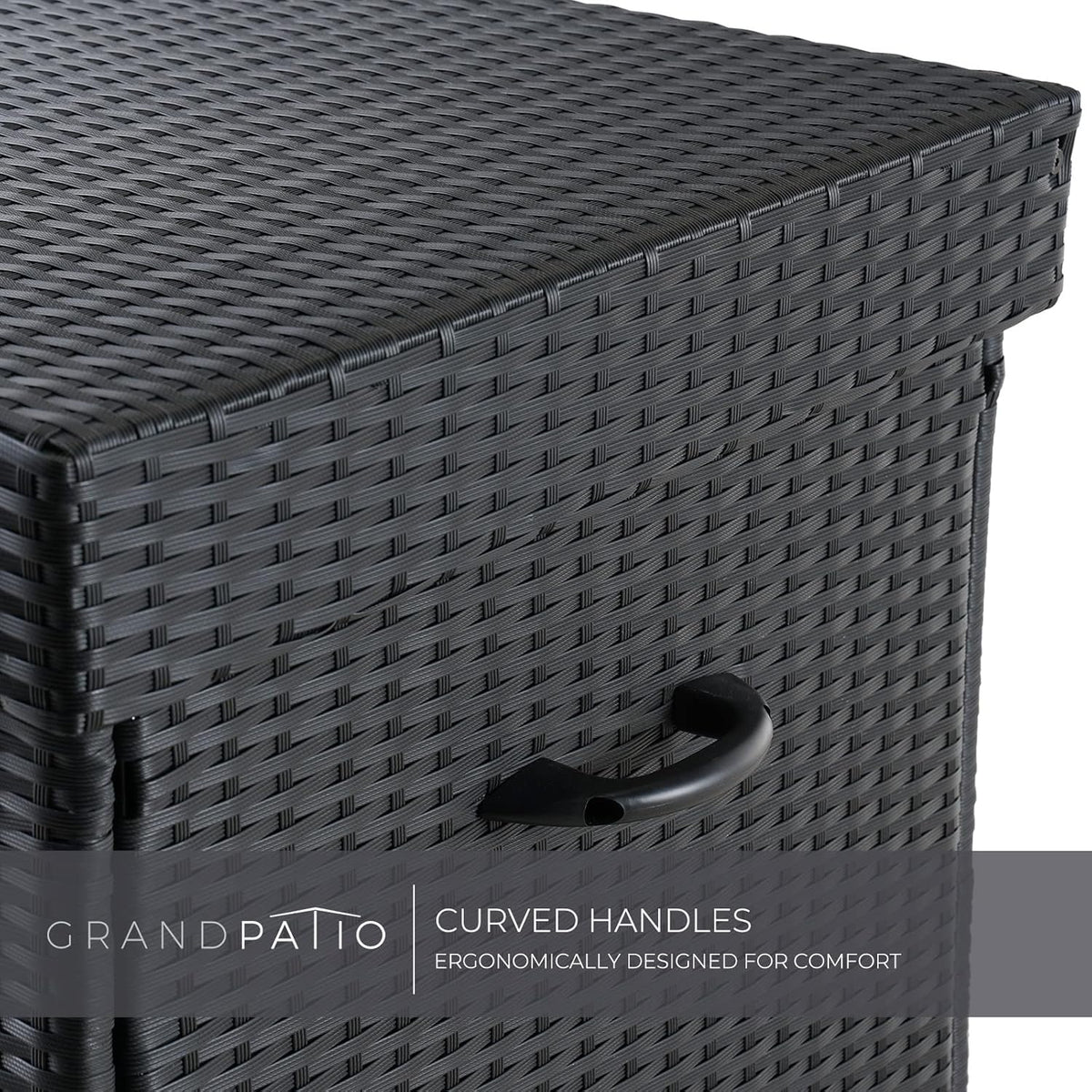 Grand patio 170 Gallon Deck Storage Box Deck Box Outdoor Storage Box Indoor Wicker Storage Bin Patio Storage Box for Patio Furniture Cushions Garden Tools Pool Accessories, Black