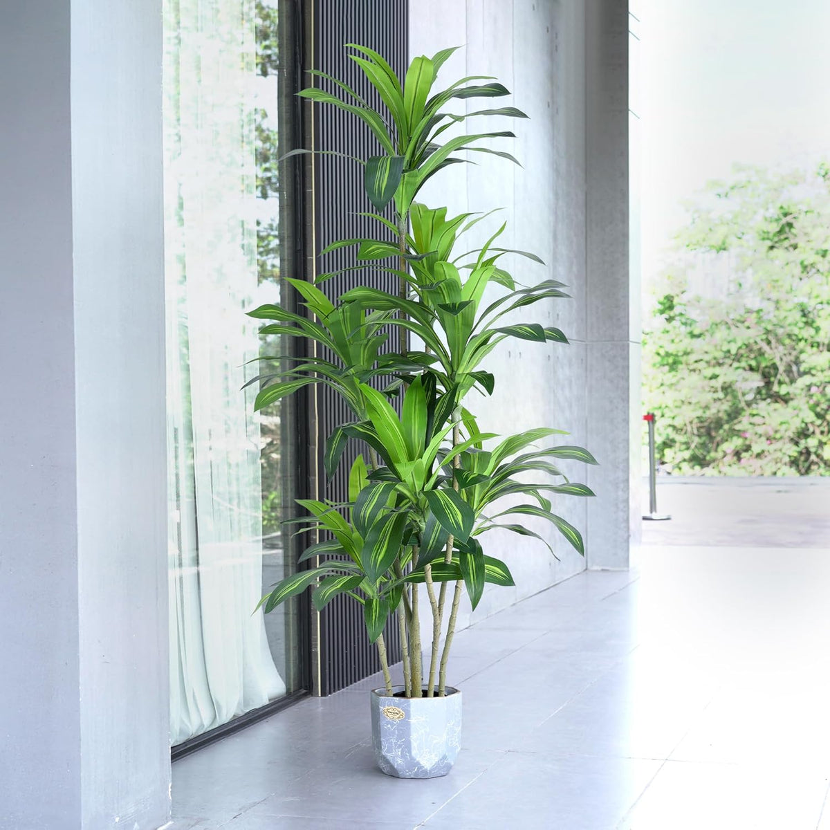 Artificial Trees 6Ft Dracaena Fragrans Faux Trees with 8 Heads Floor Plants for Living Room Decor Fake Silk Plants for Home Decor Indoor Potted Plants Office Garden Outdoor…