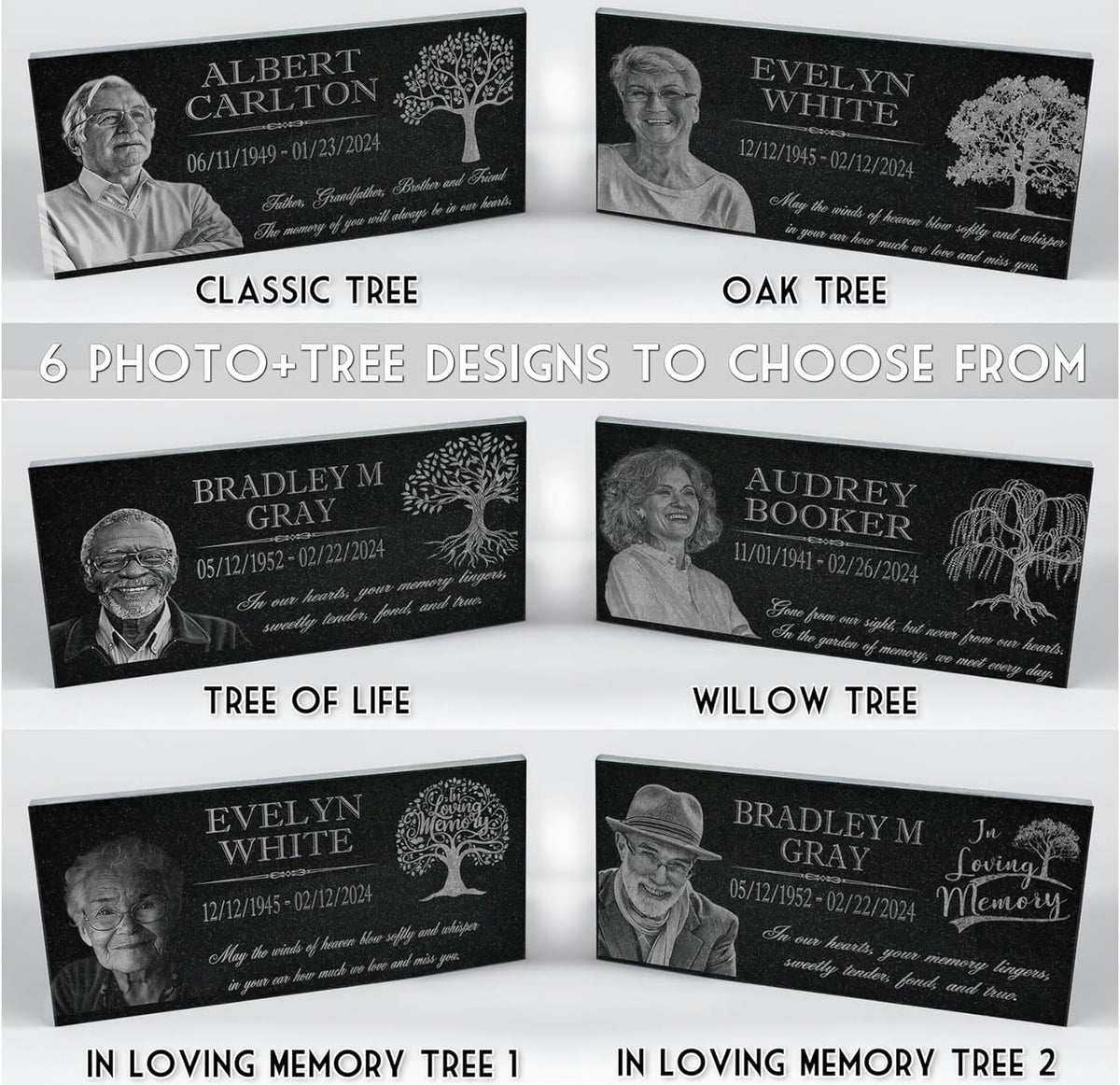 in Loving Memory Photo Tree of Life Personalized Granite Memorial Stone Sympathy Remembrance of Dad Mom Child