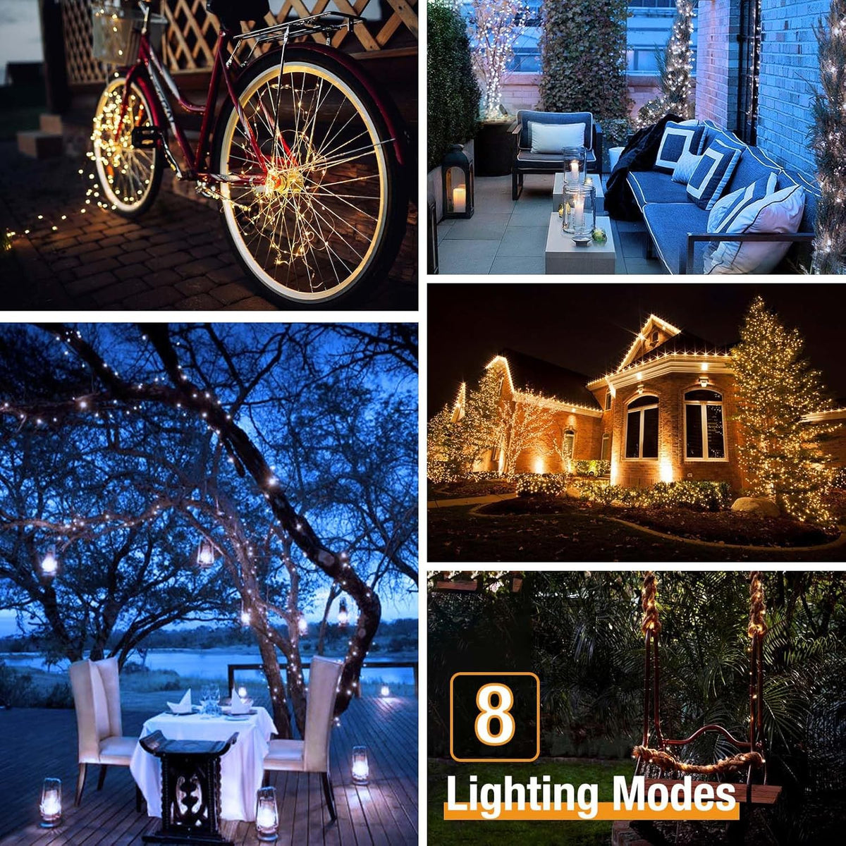 btfarm 2 Pack Solar String Lights Outdoor - 160LED 66FT Solar Fairy Lights Outside Waterproof 8 Modes, Copper Wire Solar Powered Twinkling Lights for Tree Garden Patio Christmas Wedding Party Decor