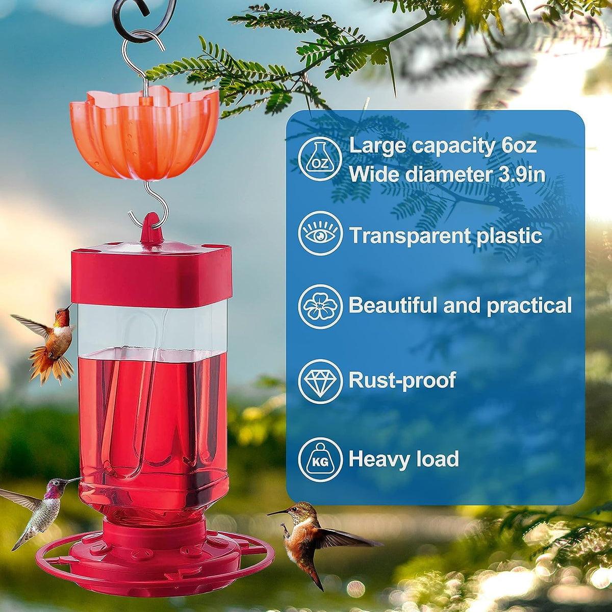 Ant Moat for Hummingbird and Oriole Feeders to Guard Against Ants Protecting The Sugar Nectar Water, Cleaning Brushes Included (Red 2 Pack)