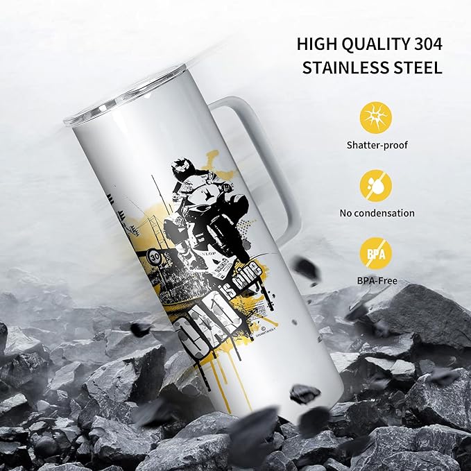 AGH 20OZ Sublimation Straight Skinny Tumbler with Handle, 30Pack Stainless Steel Tumblers with Lids and Straws,Blank Coffee Mug with Handle, Blank Insulated Travel Mugs for Coffee,Juice