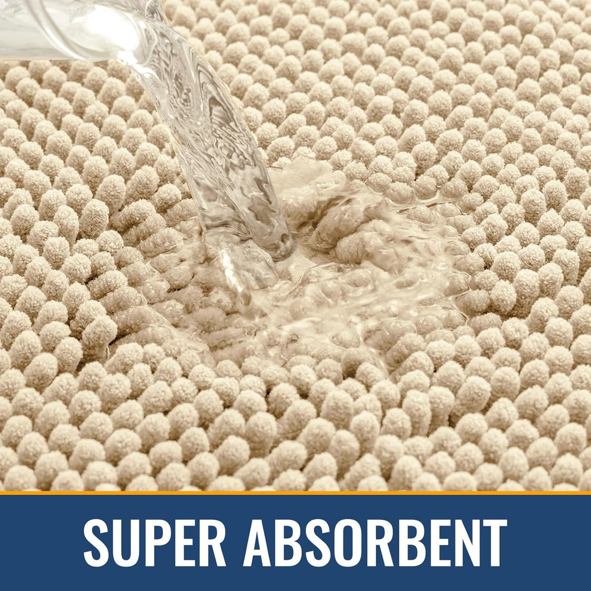 Arotive Bathroom Rugs 40x32, Extra Soft Absorbent Shaggy Chenille Bath Rugs, Machine Washable Rubber Backing Non-Slip Bath Mats for Bathroom Floor Tub and Shower, Home Decor Accessories, Beige