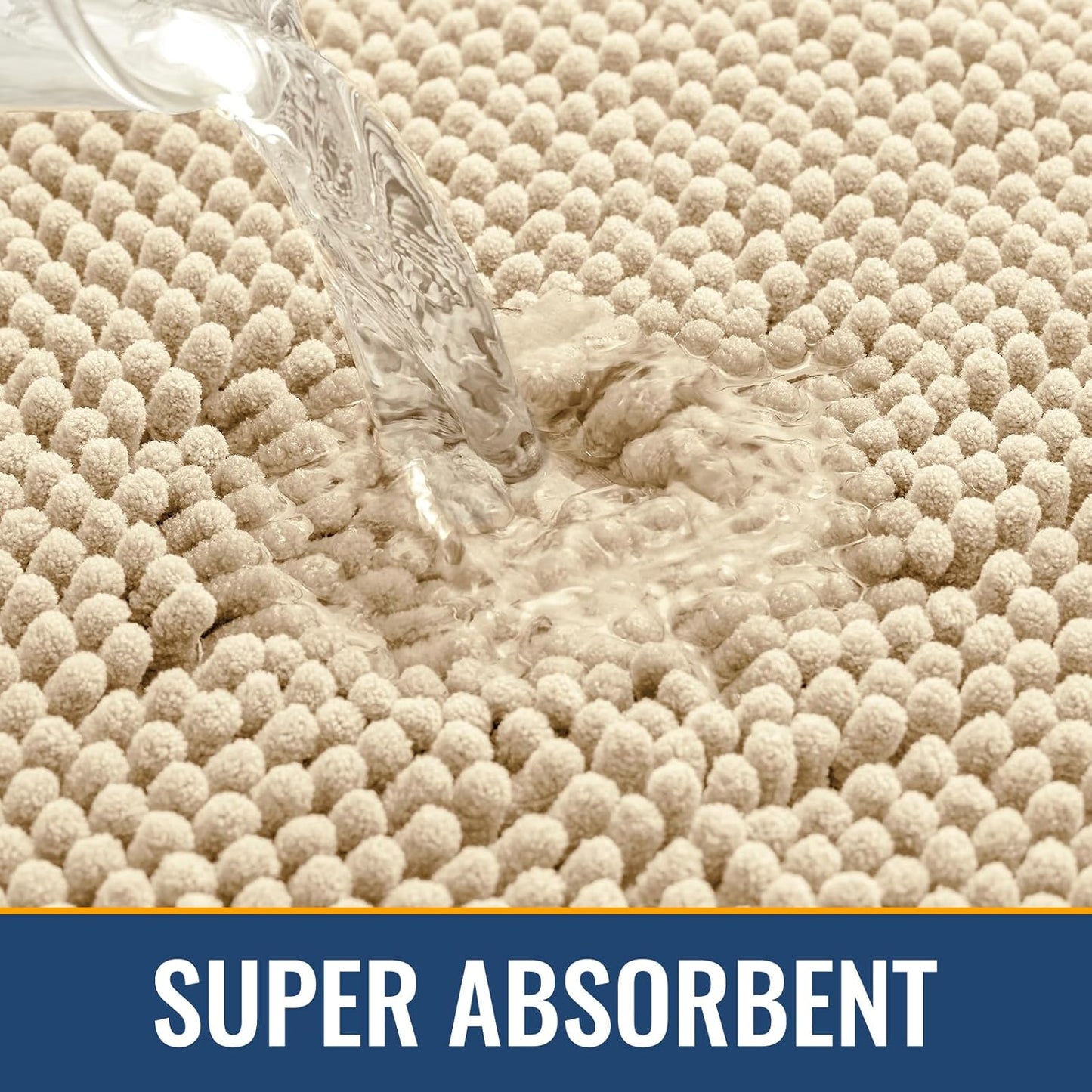 Arotive Bathroom Rugs 30x20, Extra Soft Absorbent Shaggy Chenille Bath Rugs, Machine Washable Rubber Backing Non-Slip Bath Mats for Bathroom Floor Tub and Shower, Home Decor Accessories, Beige