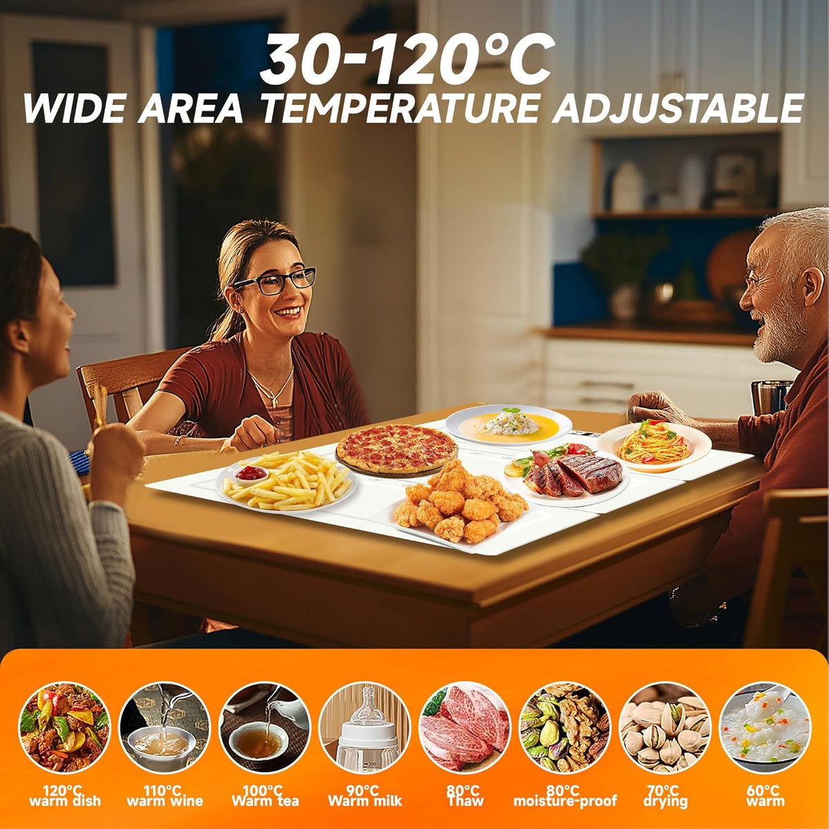 TOPRATED Large Splicing Electric Warming Tray (25x15 inch), Metal Foldable and Portable Heating Warmers Food Warming Mat for Kitchen,Parties, Buffet, Restaurant, Family dinner,Countertop