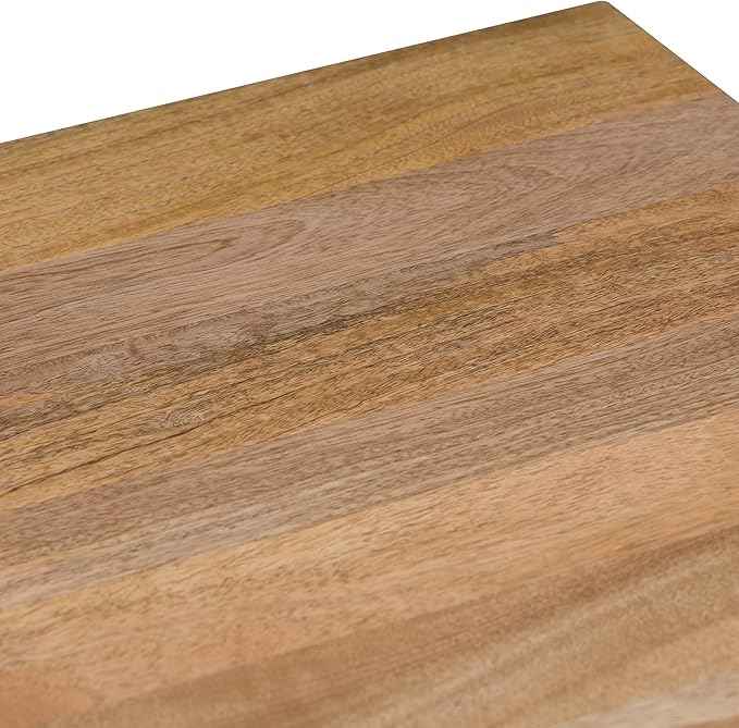 SIMPLIHOME Hunter End Table - 22 inch Wide Solid Mango Wood and Metal Square Accent Table with Open Storage Compartment and Hairpin Legs in Natural, Industrial Nightstand for Living Room or Bedroom