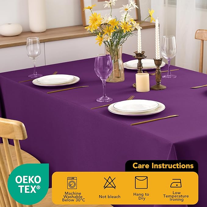 10-Pack Purple Tablecloths for Rectangle Tables, 60 x 102 Inches, Stain-Resistant Polyester Fabric for 6 Foot Tables - Washable Table Covers for Weddings, Banquets, Birthday Parties, Events