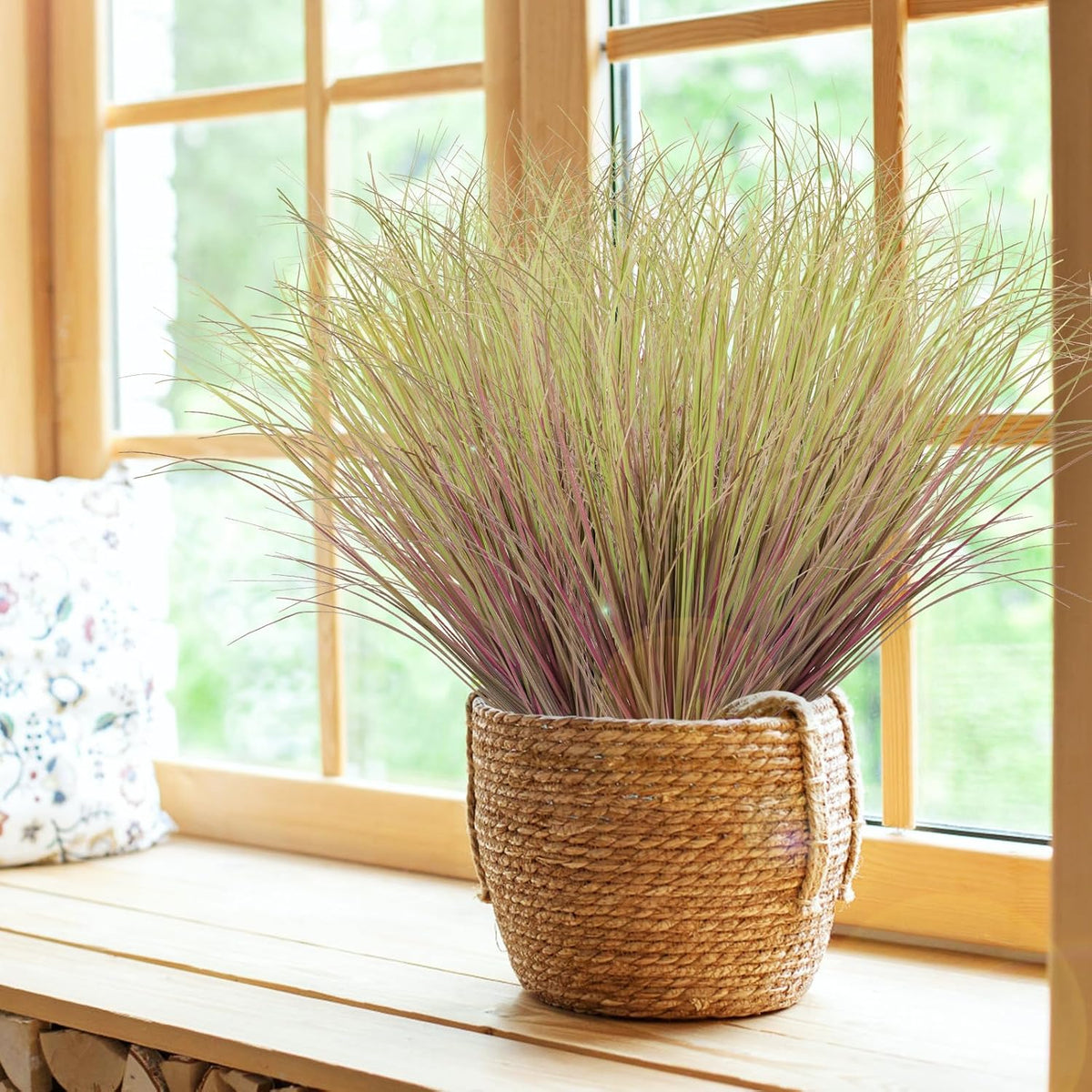 24Pcs Artificial Grass Plants, Faux Shrubs Wheat Grass, Artificial Tall Grass Fake Plants for Outdoor Decor,Artificial Greenery Stems Weed for Room Indoor Home Decor（Light Purple）