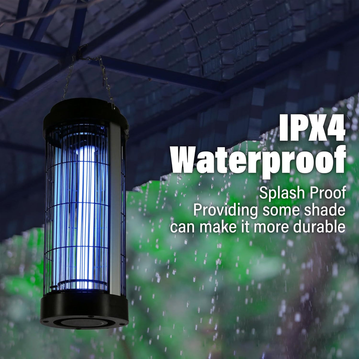 Small Bug Zapper Indoor for 3000 Sq.Ft. with 13FT Power Cord, 3000V Instant Killing Grid Removable Hanging High Power Outdoor Mosquito Killer, Fly Trap Lamps for Front Porch Backyard Outdoor