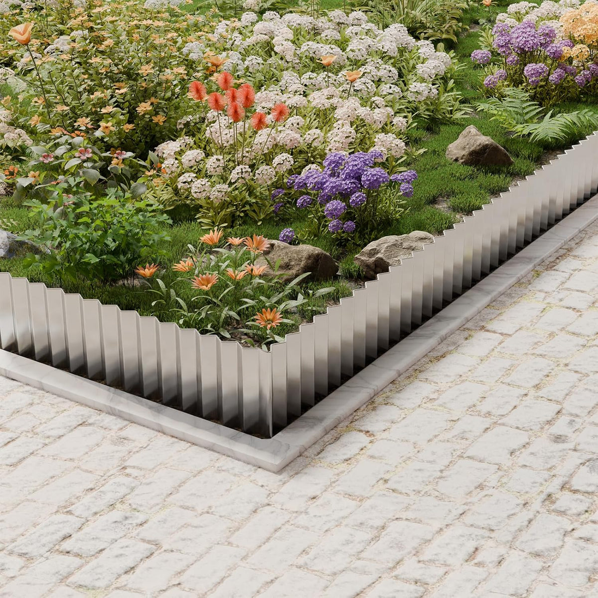 SnugNiture Corrugated Metal Garden Edging,6" x 20' Sturdy Lawn Edging Border,Landscape Edging Border for Lawn, Flower Bed,Garden and Yard