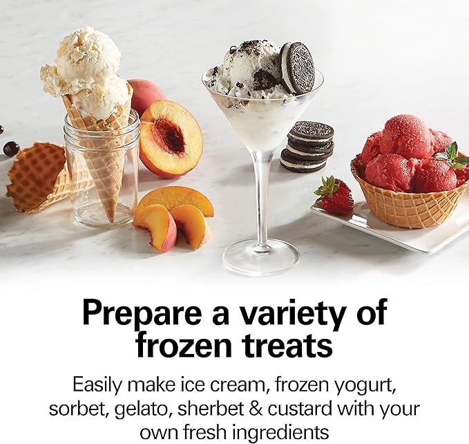 Hamilton Beach Electric Automatic Ice Cream Maker & Frozen Yogurt Machine, Makes Custard, Sorbet, Gelato and Sherbet, 4 Quart, White (68330N)