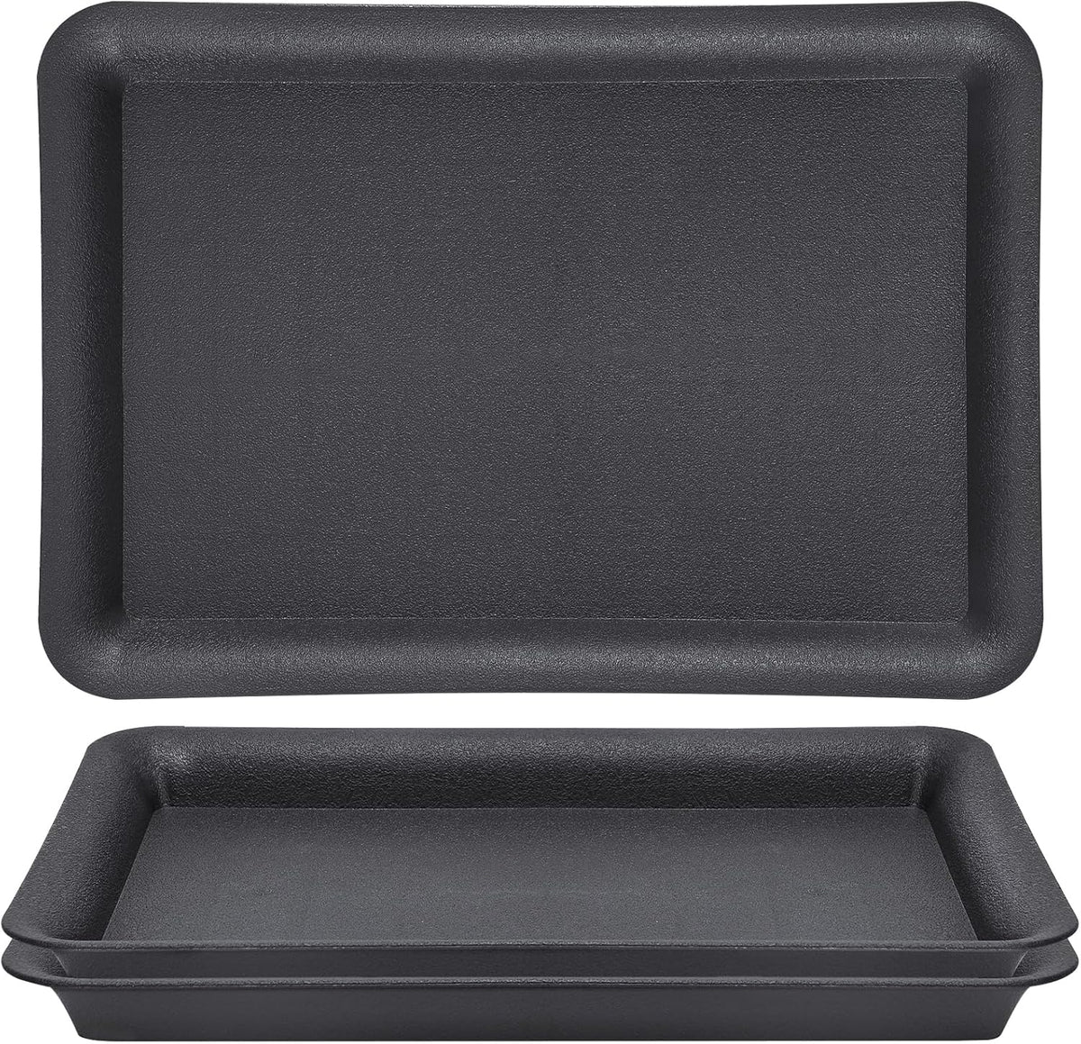 GREANER 17 Inch Plastic Plant Saucer, Black Trays for Plants, Flower Pot No Holes Plant Drip Trays, Plant Trays for Pots Heavy Duty Plastic Plant Saucers for Indoors Outdoors
