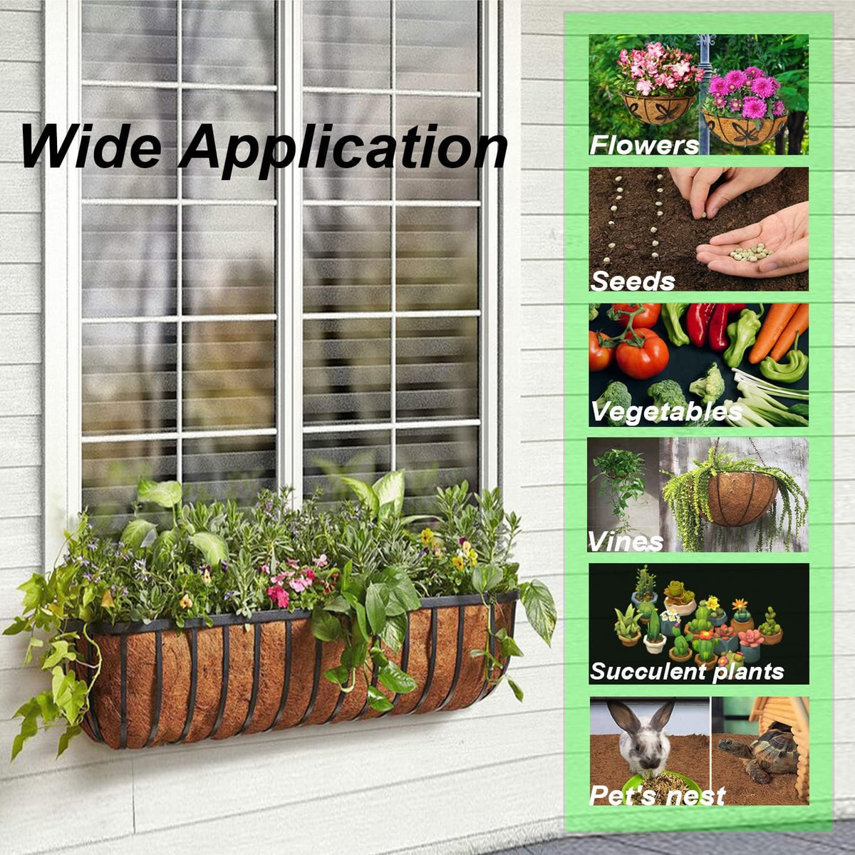 EROCK 2PCS Trough Coco Liners for Planters Wall Basket 24/30/36/48 inch, Replaceable Coconut Fiber Plant Basket Liner for Plant Hanging Basket, Garden Flower Vegetables Pot (24inch)