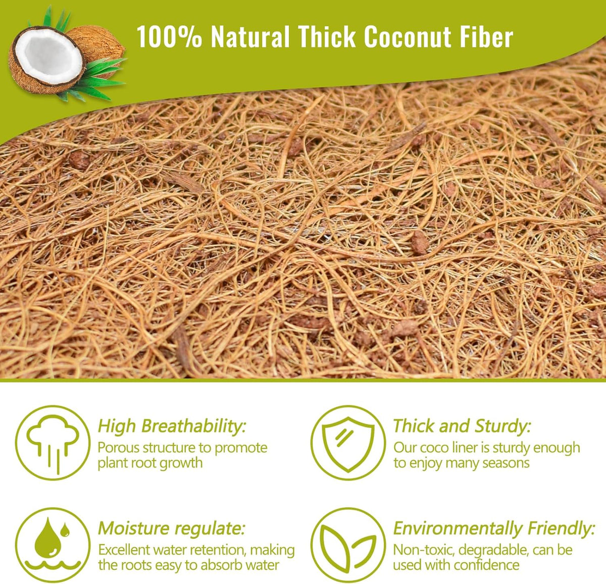 Legigo 3 Pack 14 Inch Hanging Basket Coco Liners Replacement, 100% Natural Round Coconut Coco Fiber Planter Basket Liners for Hanging Basket Flowers/Vegetables