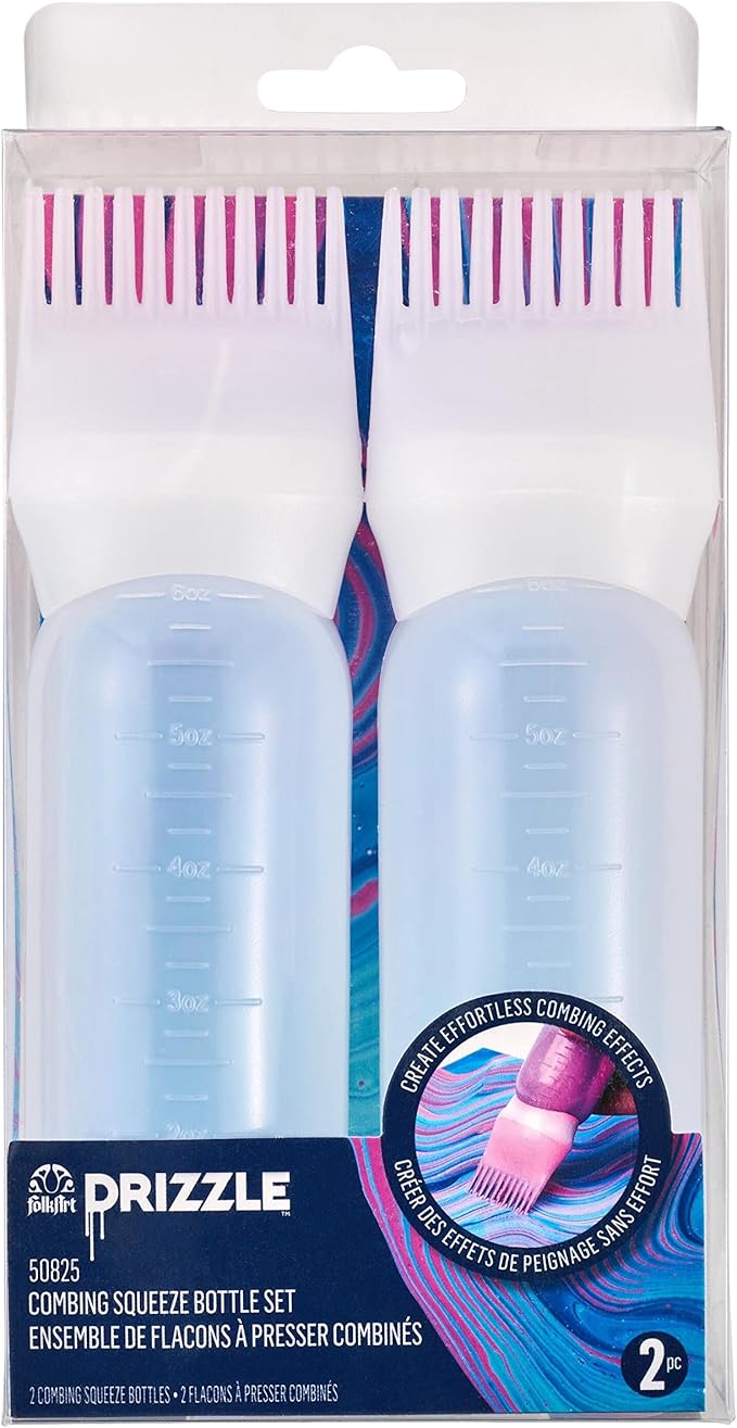 FolkArt Drizzle Combing Squeeze Bottle Set, Durable Tools for DIY Paint Pouring Arts and Crafts Projects, 50825