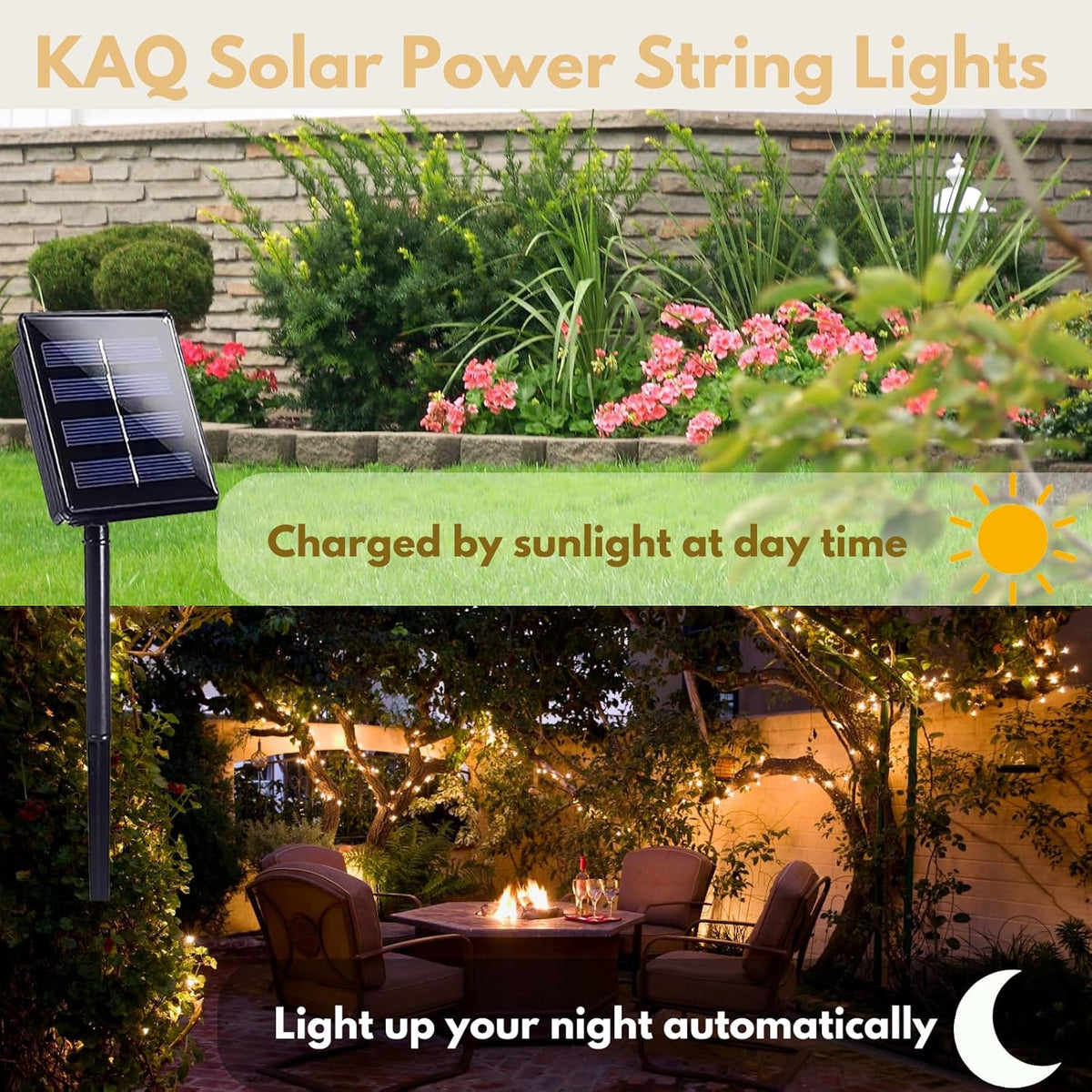 Solar String Lights Outdoor Waterproof 2PK 200LED 66FT Twinkle Lights Auto On/Off Solar Powered LED Fairy Light Green Wire with 8 Modes for Christmas Tree Party Wedding Garden Decoration (Warm White)